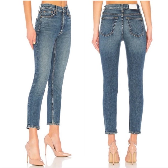 RE/DONE High Rise Ankle Crop Jeans - Picture 1 of 9
